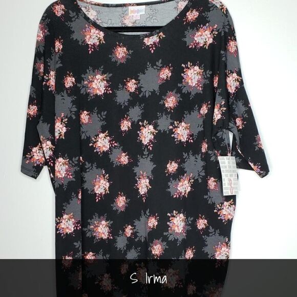 LuLaRoe Irma Tunic Small Floral Black NEW - Picture 1 of 1